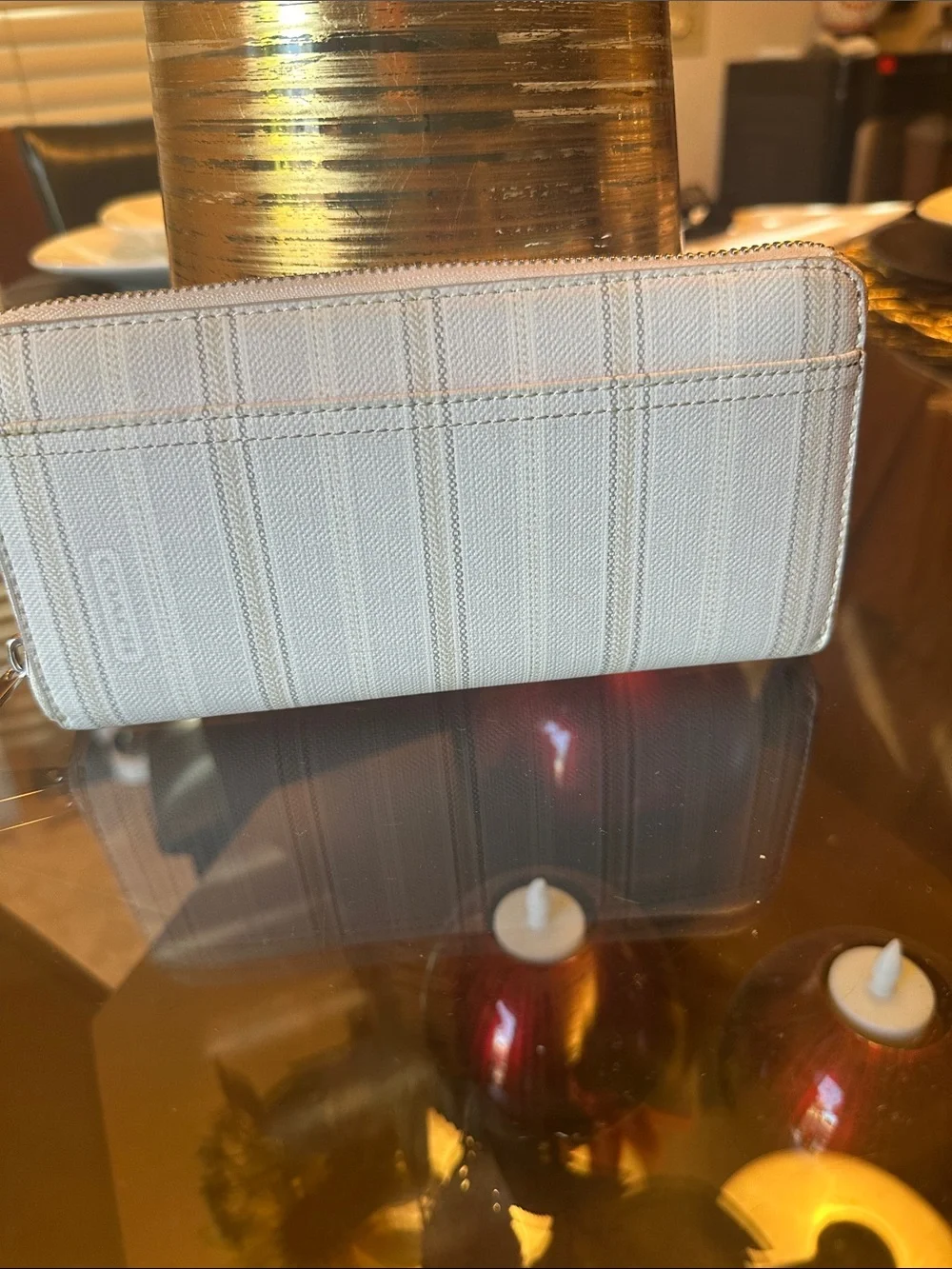 Coach White Striped Tablet Sleeve Case
